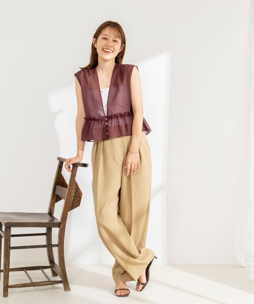 NOLLEY’S(ノーリーズ)の「ウォッシャブルオーガンジーシアーベスト(ベスト・レディース・ブラウン/ブラック・38)」の17枚目の写真