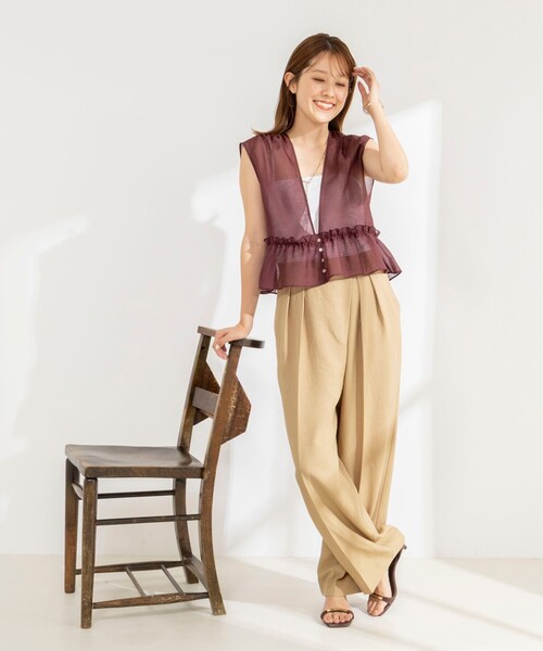 NOLLEY’S(ノーリーズ)の「ウォッシャブルオーガンジーシアーベスト(ベスト・レディース・ブラウン/ブラック・38)」の18枚目の写真