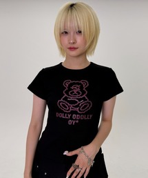 OY（オーワイ）の「『OY オーワイ』RHINESTONE ODOLLY CROP TEE ラインストーンオードリークロップ Tシャツ（Tシャツ/カットソー）」