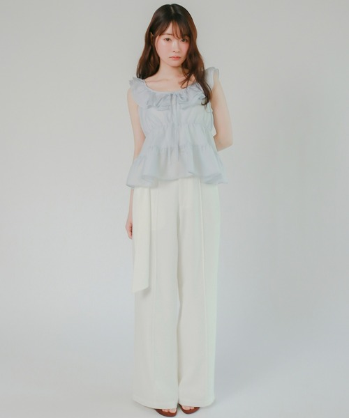 mic by Olu.（ミックバイオルドット）の「＜ ZOZOTOWN限定 ＞ティアードノースリーブブラウス（シャツ/ブラウス・レディース・ベビーピンク/ライトブルー/ホワイト・FREE）」の6枚目の写真