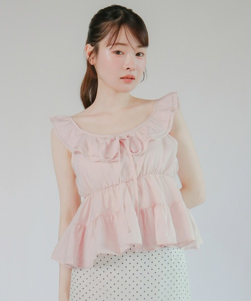 mic by Olu.（ミックバイオルドット）の「＜ ZOZOTOWN限定 ＞ティアードノースリーブブラウス（シャツ/ブラウス・レディース・ベビーピンク/ライトブルー/ホワイト・FREE）」の12枚目の写真