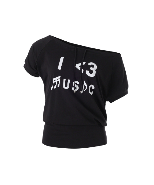 CRANK(クランク)の「アイラブミュージックオフショルダートップス_ブラック(Tシャツ/カットソー・レディース・その他・FREE)」の5枚目の写真