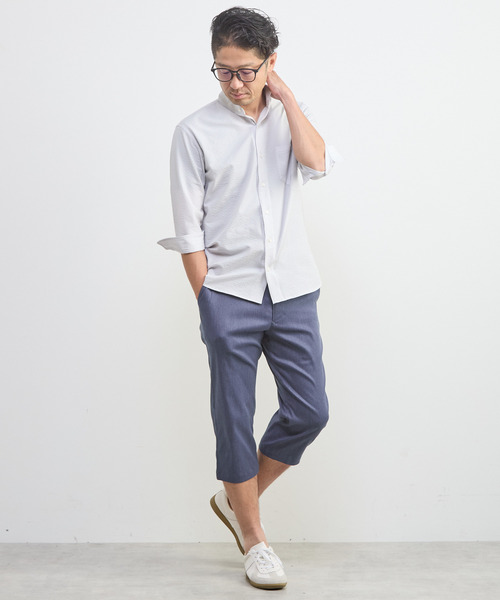 MEN'S MELROSE(メンズメルローズ)の「メランジライトハイパークロップドパンツ(チノパンツ・メンズ・ネイビー/ブラック/グレー/ベージュ・5/2/4/3)」の6枚目の写真