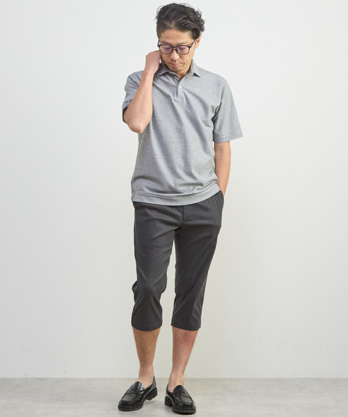 MEN'S MELROSE(メンズメルローズ)の「メランジライトハイパークロップドパンツ(チノパンツ・メンズ・ネイビー/ブラック/グレー/ベージュ・5/2/4/3)」の9枚目の写真