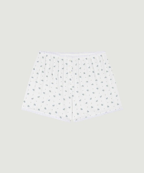 GRVRGROVE(グローブ)の「GRVB_FLOWER SHORTS(その他パンツ・レディース・アイボリー/ネイビー・フリー)」の1枚目の写真