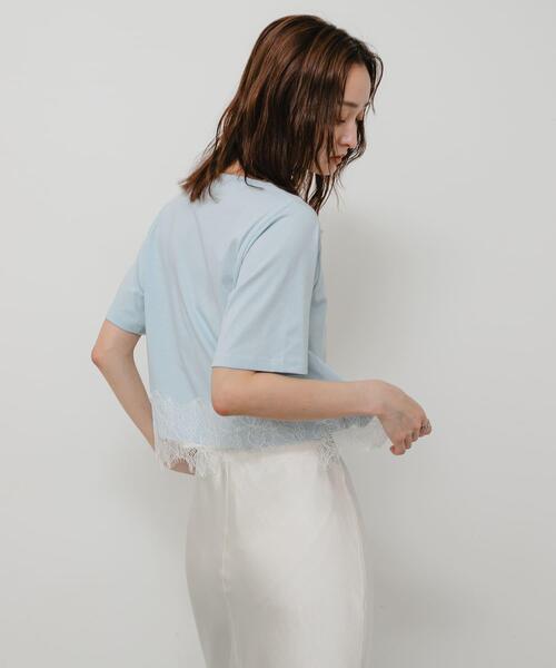 SENSE OF PLACE by URBAN RESEARCH（センスオブプレイスバイアーバンリサーチ）の「クロップドレースロゴTシャツ(半袖)（Tシャツ/カットソー・レディース・ライトブルー/オフホワイト/ブラック・ONE）」の13枚目の写真
