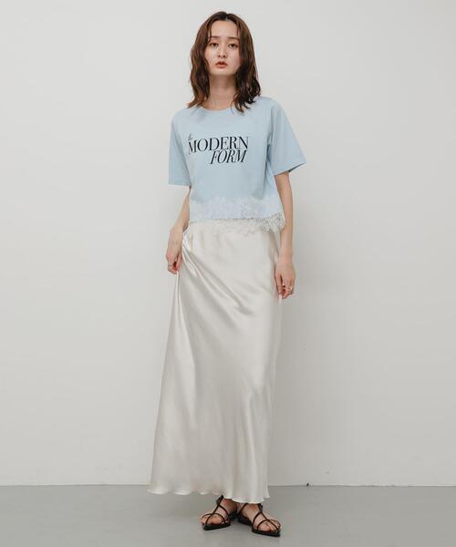 SENSE OF PLACE by URBAN RESEARCH（センスオブプレイスバイアーバンリサーチ）の「クロップドレースロゴTシャツ(半袖)（Tシャツ/カットソー・レディース・ライトブルー/オフホワイト/ブラック・ONE）」の14枚目の写真