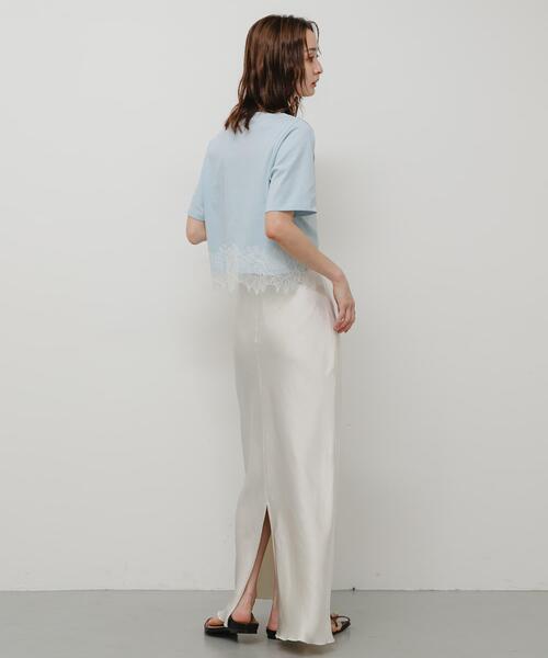 SENSE OF PLACE by URBAN RESEARCH（センスオブプレイスバイアーバンリサーチ）の「クロップドレースロゴTシャツ(半袖)（Tシャツ/カットソー・レディース・ライトブルー/オフホワイト/ブラック・ONE）」の4枚目の写真