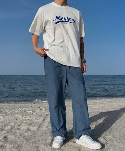 NOWLE（ノウル）の「【NOWLE】スクリプトロゴ プリント 半袖 Tシャツ / ベースボール風デザイン（Tシャツ/カットソー・メンズ・ホワイト・X-LARGE/LARGE/MEDIUM）」の8枚目の写真