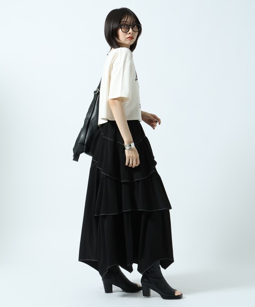 PAGEBOY（ページボーイ）の「シシュウカレッジショートTシャツ（Tシャツ/カットソー・レディース・チャコールグレー/オフホワイト・FREE）」の9枚目の写真