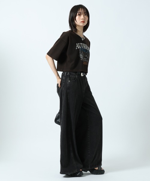 PAGEBOY（ページボーイ）の「シシュウカレッジショートTシャツ（Tシャツ/カットソー・レディース・チャコールグレー/オフホワイト・FREE）」の17枚目の写真