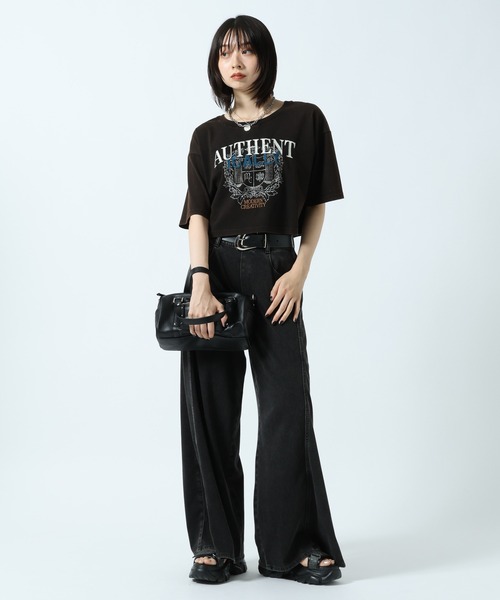 PAGEBOY（ページボーイ）の「シシュウカレッジショートTシャツ（Tシャツ/カットソー・レディース・チャコールグレー/オフホワイト・FREE）」の18枚目の写真