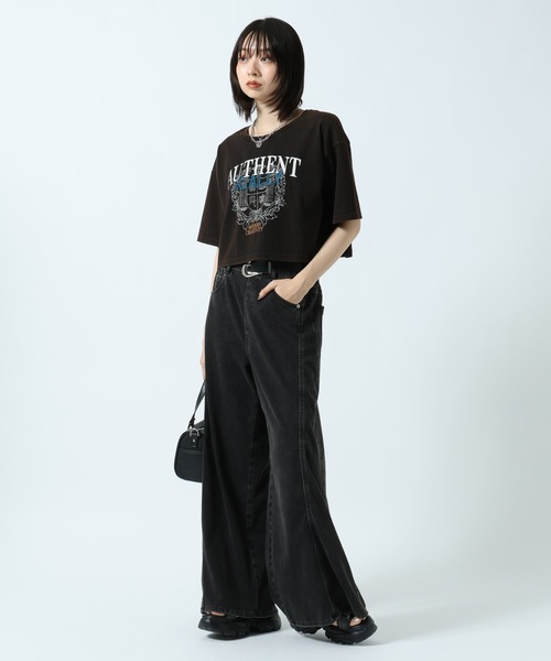 PAGEBOY（ページボーイ）の「シシュウカレッジショートTシャツ（Tシャツ/カットソー・レディース・チャコールグレー/オフホワイト・FREE）」の19枚目の写真