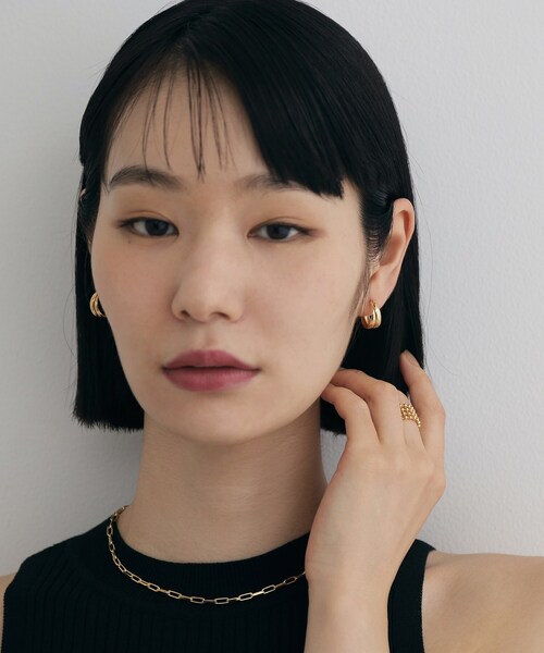 COCOSHNIK ONKITSCH(ココシュニックオンキッチュ)の「シルバー スモールフープ ダブルドームピアスGP(ピアス(両耳用)・レディース・クリア・00)」の7枚目の写真