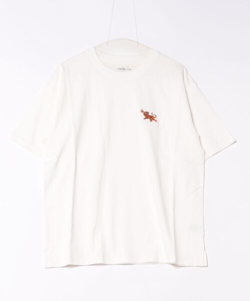 ARCHIVER(アーカイバ)の「●ATELANE●16/-OE天竺ワンポイント刺繍TEE(トラ、ヒョウ)(Tシャツ/カットソー・メンズ・ホワイト/ブラック系その他・MEDIUM)」の1枚目の写真