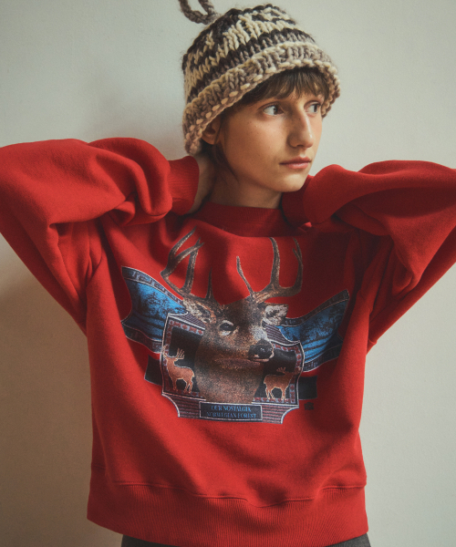 OURNOSTALGIA（アワー ノスタルジア）の「vintage deer sweatshirt_Red（スウェット・レディース・レッド・FREE）」の3枚目の写真