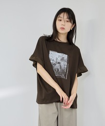 【SARARI/サラリ】接触冷感 袖フリル コンパクトTシャツ