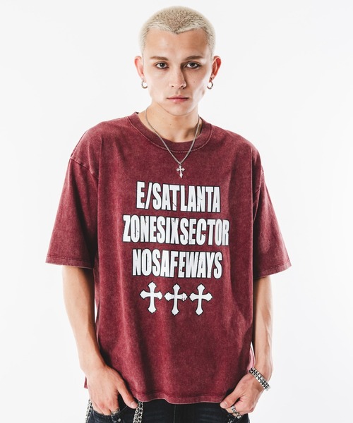 SHORT ROUND(ショートラウンド)の「SHORT ROUND/【26年春夏新作】アクセ付きブリーチビッグロゴT(Tシャツ/カットソー・メンズ・ワイン/ブラック系その他/ホワイト・MEDIUM/LARGE)」の19枚目の写真