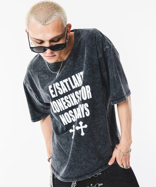 SHORT ROUND(ショートラウンド)の「SHORT ROUND/【26年春夏新作】アクセ付きブリーチビッグロゴT(Tシャツ/カットソー・メンズ・ワイン/ブラック系その他/ホワイト・MEDIUM/LARGE)」の21枚目の写真