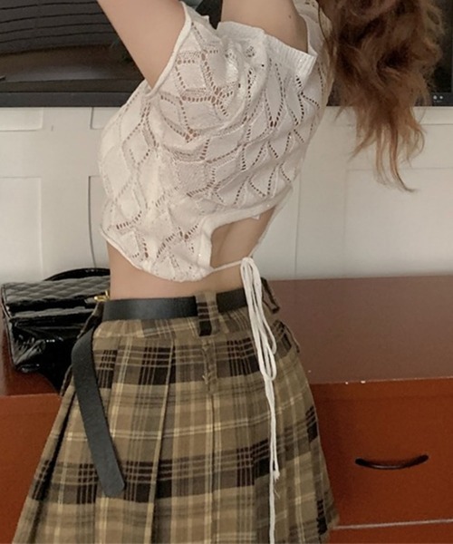 GLAMOROUS JANE(グラマラスジェーン)の「バックリボン透かし編み半袖ニット(ニット/セーター・レディース・ホワイト/ブラック・FREE)」の17枚目の写真
