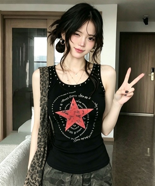 SHEPP(シープ)の「スターサークルロゴ スタッズタンクトップ ノースリーブ(タンクトップ・レディース・ブラック/ホワイト・L/M)」の20枚目の写真