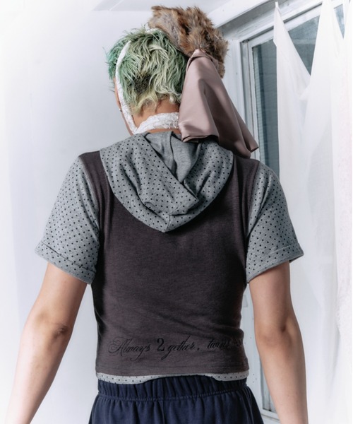 twins(nemne store)(ツインズ)の「Dots Hooded tee(Tシャツ/カットソー・レディース・White/チャコール・フリー)」の13枚目の写真