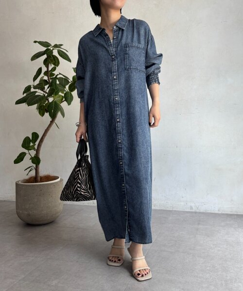 Jena espace merveilleux(ジェナ エスパスメルヴェイユ)の「テンセルデニムシャツワンピース(ワンピース・レディース・ブルー/グレー・FREE)」の3枚目の写真