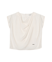 DRAPE NECK BLOUSE_CREAM
