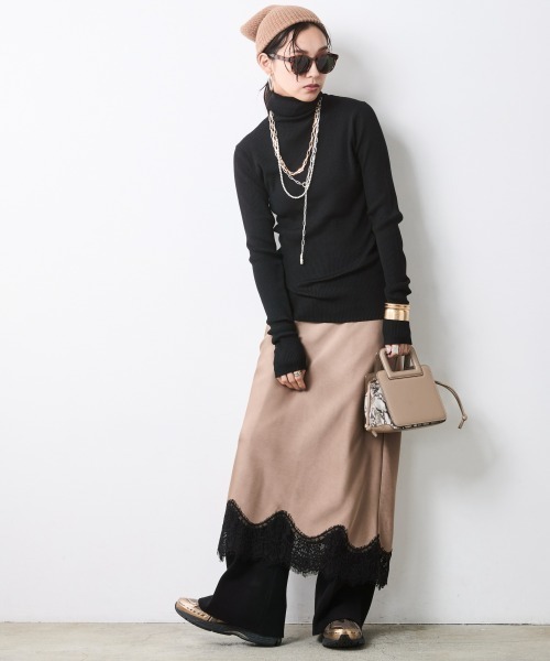CHIC STYLE（シックスタイル）の「ライトリブタートルニット＜大きいサイズ有＞シックスタイル（ニット/セーター・レディース・グレー/ワイン/ブラック・5L/4L/3L/LL/L/M）」の18枚目の写真