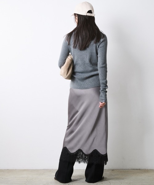 CHIC STYLE（シックスタイル）の「ライトリブタートルニット＜大きいサイズ有＞シックスタイル（ニット/セーター・レディース・グレー/ワイン/ブラック・5L/4L/3L/LL/L/M）」の13枚目の写真