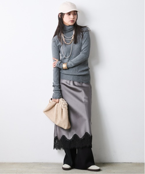 CHIC STYLE（シックスタイル）の「ライトリブタートルニット＜大きいサイズ有＞シックスタイル（ニット/セーター・レディース・グレー/ワイン/ブラック・5L/4L/3L/LL/L/M）」の15枚目の写真