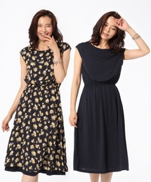 GLOBAL WORK | リバーシブルワンピースフレンチスリーブ/710140(ワンピース)