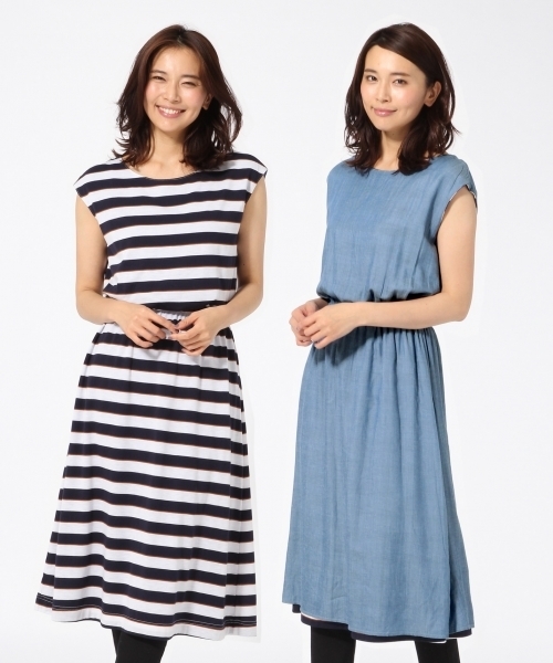 GLOBAL WORK（グローバルワーク）の「リバーシブルワンピースフレンチスリーブ/710140（ワンピース・レディース・グレー/ブルー/ブラック/ネイビー/ブルー系その他/ダークブルー/その他3/ライトブルー/その他・LARGE/MEDIUM）」の5枚目の写真