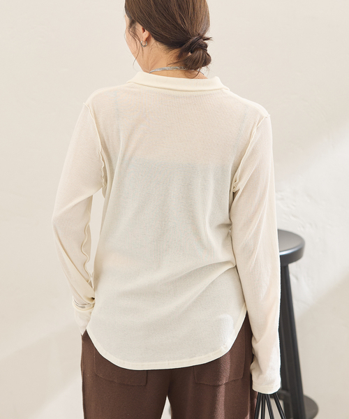 JOURNAL STANDARD(ジャーナルスタンダード)の「SHEER SKIN シャツ(Tシャツ/カットソー・レディース・ネイビー/グレー/ホワイト・FREE)」の6枚目の写真