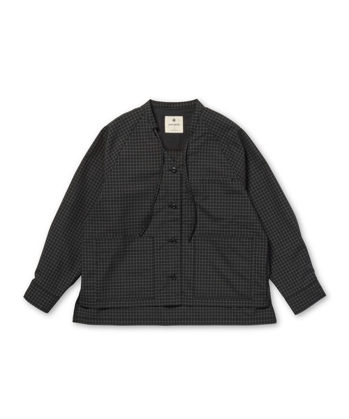 Snow Peak(スノーピーク)の「Snow Peak / Wool Reflective Grid Coverall W's ウール リフレクティブ カバーオール(ノーカラージャケット・レディース・ダークブラウン/ブラック・3/2/1)」の9枚目の写真
