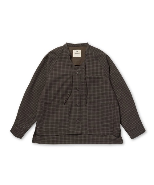 Snow Peak(スノーピーク)の「Snow Peak / Wool Reflective Grid Coverall W's ウール リフレクティブ カバーオール(ノーカラージャケット・レディース・ダークブラウン/ブラック・3/2/1)」の10枚目の写真