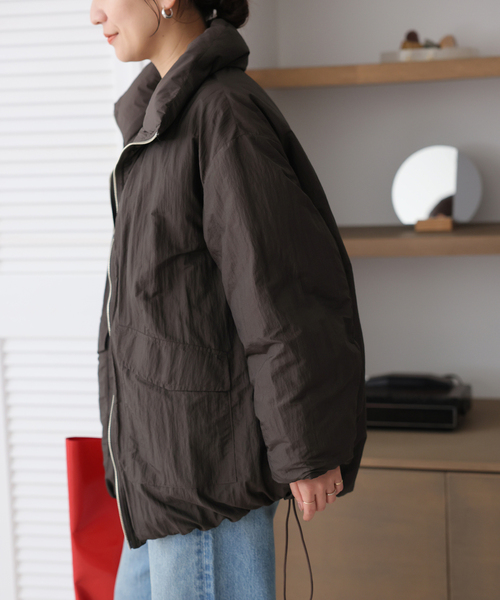 JOURNAL STANDARD(ジャーナルスタンダード)の「ワッシャーナイロンリバーシブルダウンAラインコート(ダウンジャケット/コート・レディース・ブラック/ブラウン・FREE)」の2枚目の写真