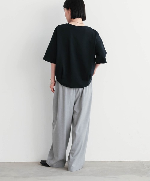 for/c(フォーシー)の「コクーンシルエットハーフスリーブトップス【サスティナブル】(Tシャツ/カットソー・レディース・ブラック/アイボリー・L/M)」の14枚目の写真