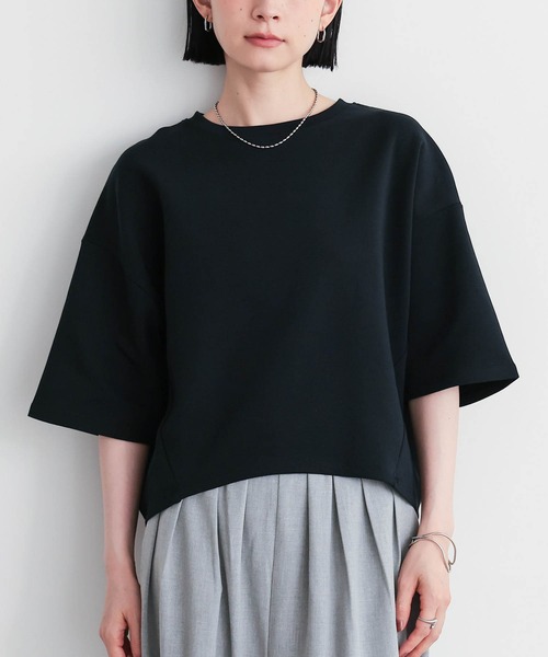 for/c(フォーシー)の「コクーンシルエットハーフスリーブトップス【サスティナブル】(Tシャツ/カットソー・レディース・ブラック/アイボリー・L/M)」の6枚目の写真
