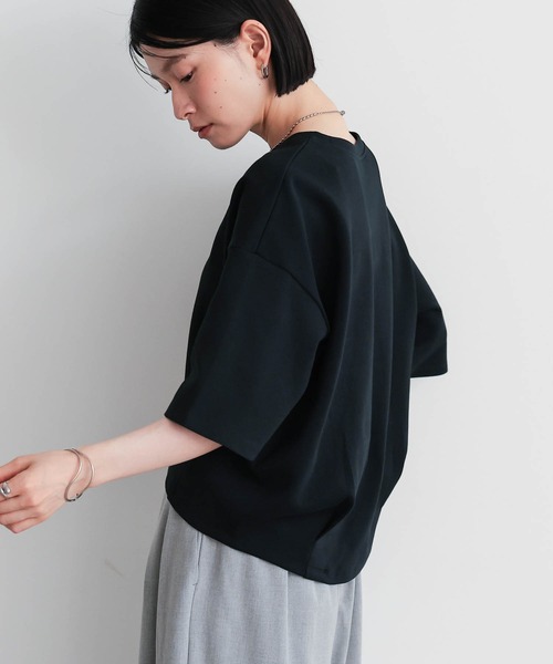 for/c(フォーシー)の「コクーンシルエットハーフスリーブトップス【サスティナブル】(Tシャツ/カットソー・レディース・ブラック/アイボリー・L/M)」の8枚目の写真