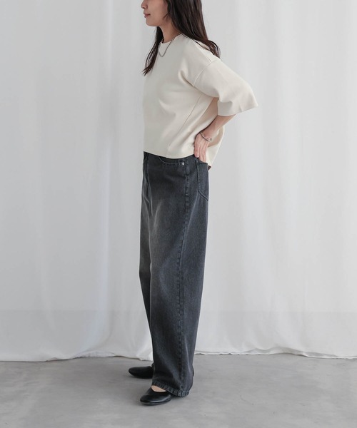 for/c(フォーシー)の「コクーンシルエットハーフスリーブトップス【サスティナブル】(Tシャツ/カットソー・レディース・ブラック/アイボリー・L/M)」の20枚目の写真