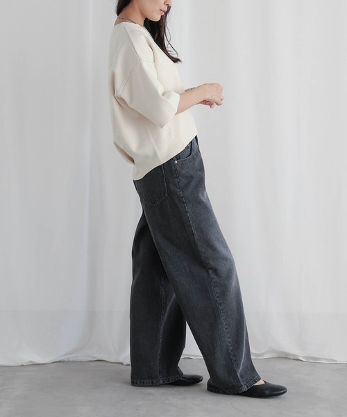 for/c(フォーシー)の「コクーンシルエットハーフスリーブトップス【サスティナブル】(Tシャツ/カットソー・レディース・ブラック/アイボリー・L/M)」の22枚目の写真