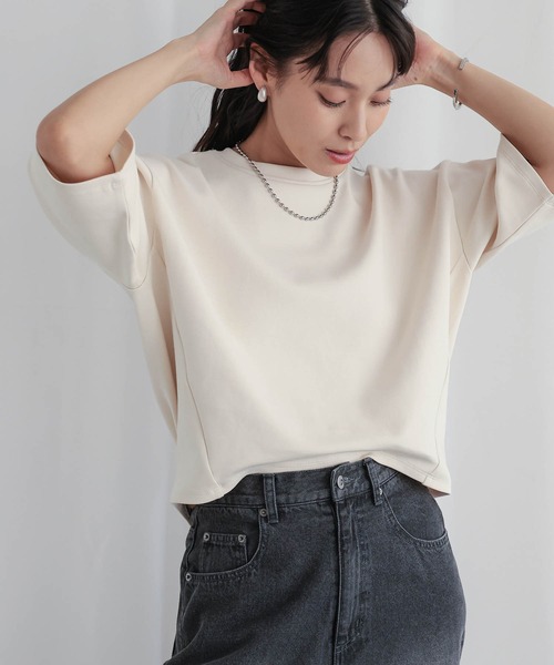 for/c(フォーシー)の「コクーンシルエットハーフスリーブトップス【サスティナブル】(Tシャツ/カットソー・レディース・ブラック/アイボリー・L/M)」の18枚目の写真