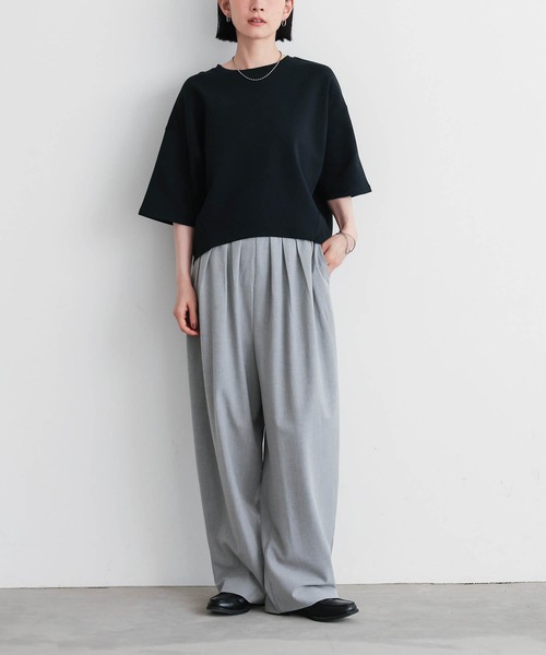 for/c(フォーシー)の「コクーンシルエットハーフスリーブトップス【サスティナブル】(Tシャツ/カットソー・レディース・ブラック/アイボリー・L/M)」の10枚目の写真