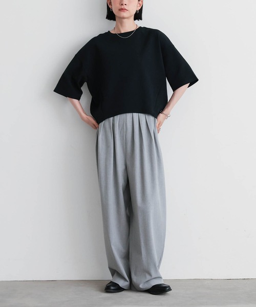 for/c(フォーシー)の「コクーンシルエットハーフスリーブトップス【サスティナブル】(Tシャツ/カットソー・レディース・ブラック/アイボリー・L/M)」の11枚目の写真