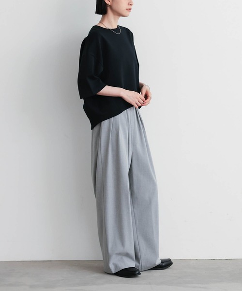 for/c(フォーシー)の「コクーンシルエットハーフスリーブトップス【サスティナブル】(Tシャツ/カットソー・レディース・ブラック/アイボリー・L/M)」の12枚目の写真