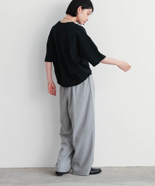 for/c(フォーシー)の「コクーンシルエットハーフスリーブトップス【サスティナブル】(Tシャツ/カットソー・レディース・ブラック/アイボリー・L/M)」の13枚目の写真