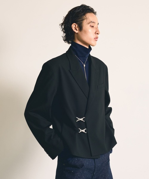 HARE(ハレ)の「【SET UP対応】メタルパーツショートジャケット(HARE)(テーラードジャケット・メンズ・ブラック系その他/グリーン/ブラック/グレー系その他・MEDIUM/SMALL)」の2枚目の写真