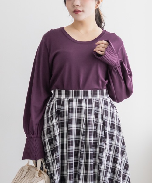 CLETTE(クレット)の「キャンディスリーブニット(ニット/セーター・レディース・パープル/ブラック/オフホワイト・4L/3L/LL)」の12枚目の写真
