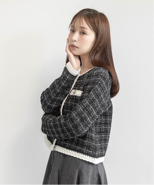 RANDA(ランダ)の「ツイードラメニットカーディガン(カーディガン/ボレロ・レディース・アイボリー・FREE)」の14枚目の写真